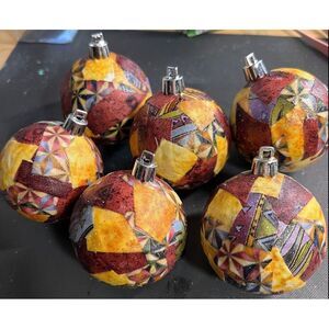 Unique, Beautifully Hand Decorated Christmas Ornaments, Set‎ of 6